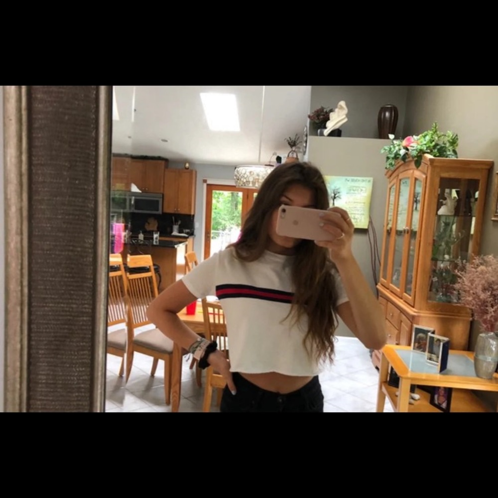 brandy melville striped cropped tee